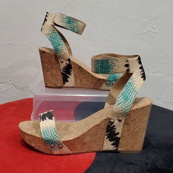Lucky Genuine Leather McDowell Wedges in Snakeskin Size 8.5 - Picture 2 of 12